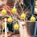 BBTO LED Disco Ball String Light Battery Powered Mirror Balls Ornaments for Outside Backyard Porch 70s 80s Disco Party Supplies(1.57 Inch, Gold)