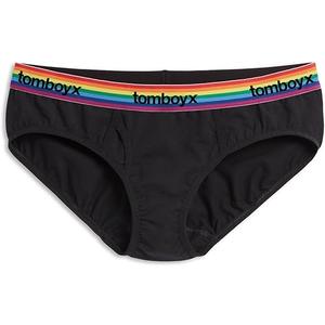 TomboyX Iconic Briefs, Super Soft Cotton Form-Fitting Underwear, Breathable All Day Comfort- Medium/ Black Rainbow