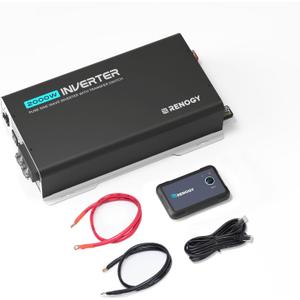 Renogy Inverter PUH, 2000W Pure Sine Wave Power Inverter with UPS Transfer Switch & Bluetooth, 12V DC to 120V AC Converter for RV, Truck, Home,Camping - 4000W Surge Power, Remote Monitoring (2KW(Built-in BT & ATS)) Renogy Inverter PUH, 2000W Pure Sine Wave Power Inverter with UPS Transfer Switch & Bluetooth, 12V DC to 120V AC Converter for RV, Truck, Home,Camping - 4000W Surge Power, Remote Monitoring (2KW(Built-in BT & ATS))