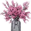JAKY-Global Babys Breath Fabric Cloth Artificial Flowers 6 Bundle European Fake Silk Plants Decor Wedding Party Decoration Bouquets Real Touch DIY Home Garden(Pink)