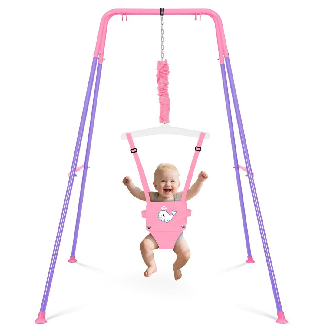 Baby Jumper with Stand, Infant Jumper with Adjustment Strap