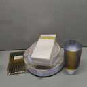 WELLIFE 190Pcs Gold Plastic Dinnerware - Disposable Silverware and Cups, Include:30 Dinner Plates, 30 Dessert Plates, 30 Paper Napkins, 30 Cups, 10 Gold Plastic Knife, Set for Party and Christmas