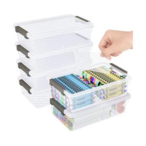 6 Pack Extra Large Pencil Box with Removable Divider, Thickened Pencil Case Bulk, Clear Crayon Marker Organizer Stackable Plastic Small Storage Containers for Pen Craft School Supplies(Grey)