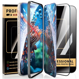 3 Pack for iPhone 14 Pro Max iPhone15 iPhone 16 Pro Max Screen Protector,Tempered Glass,2 HD 1 Privacy with Installation Frame Anti-spy HD 12FT Military Grade Shatterproof Bubble Free