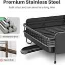 SNTD Large Dish Drying Rack - Expandable (19.3" to 29.4") Dish Rack for Kitchen Counter, Stainless Steel Dish Drainer with Utensil Holder, Pan Holder & Pot Lid Holder (Black) 12.7"D x 29.4"W x 7.9"H