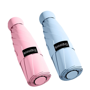 Travel Mini Folding Compact Umbrella with Case, 8 Ribs Lightweight Portable, Small Sun & Rain Pocket Umbrella for Girls and Women