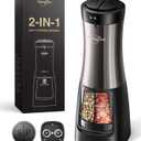 Sangcon 2 in 1 Electric Salt and Pepper Grinder Set Shaker - Automatic Salt and Pepper Grinder Mill Dual Combo, Battery Powered One-Handed Operation Refillable with Light Adjustable Ceramic Grinder