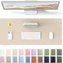 YSAGi Leather Desk Pad Protector, Office Desk Mat, Large Mouse Pad, Non-Slip PU Leather Desk Blotter, Waterproof Laptop Desk Writing Pad for Office and Home (23.6" x 13.8", Eggshell)