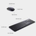 Dell Keyboard and Mouse - KM3322W - US English - USB Plunger Wireless RF 2.40 GHz Keyboard - Black - USB Wireless RF Mouse - Optical - 1000 dpi - Scroll Wheel - Black - Multimedia, Mute, Volume Up, Vo