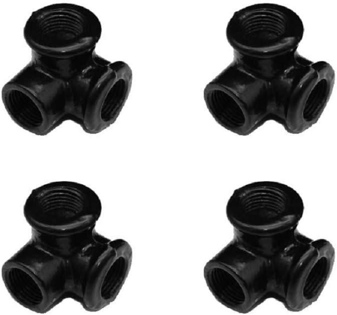 GeilSpace 3-Way, Malleable Iron Pipe Fittings - Vintage DIY Industrial Shelving, Industrial Decor, Furniture DIY (1/2", Black) (0.5 Inch)
