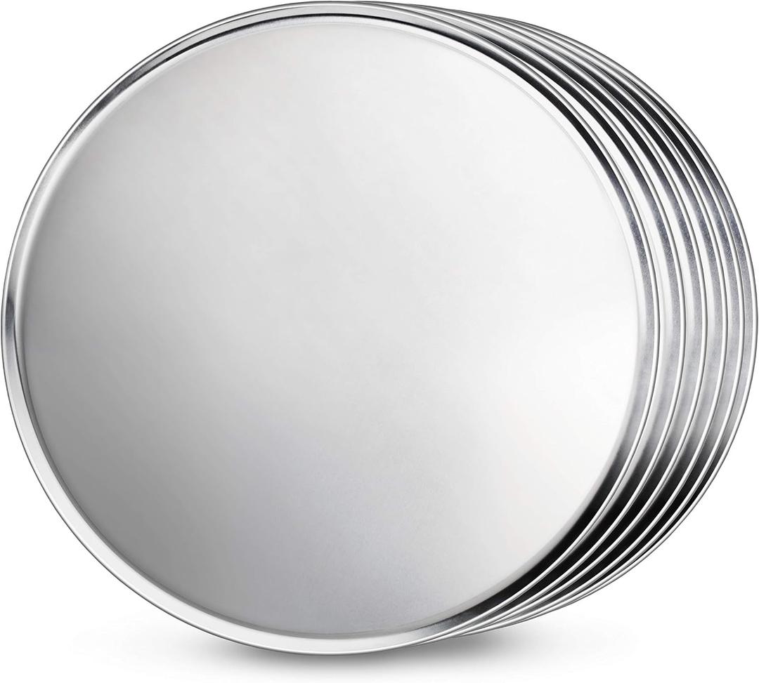 New Star Foodservice 51063 Restaurant-Grade Aluminum Pizza Pan, Baking Tray, Coupe Style, 20-Inch, Pack of 6