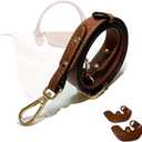 Upgraded Bag Strap Fits Longchamp Small Medium Large Original Bag, Adjustable Leather Strap Conversion Kit for Le Pliage S/M/L Handbag (Brown-Gold)