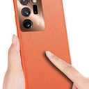 For Samsung Galaxy Note 20 Ultra Case with Leather Quality and Full Metal Lens Back,Slim Cover,Anti-Drop,Orange