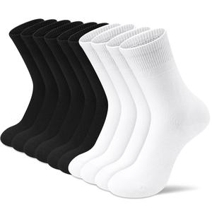 Amutost Womens Cotton Crew Socks 5 Pairs Lightweight, Breathable, Non-Slip Heel Socks for Work, Office & Everyday Comfort L