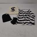 5 PCS Halloween Kids Bank Robber Costume Set, Include Black and White Striped Shirt for Burglar Thief Cosplay (10-12 Years)