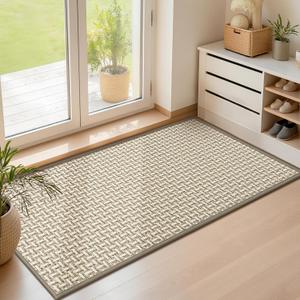 LEKEEPGO Door Mat Indoor Entrance 24"x47", Absorbent Indoor Door Mat Large, Non Slip Rubber Backing Inside Door Mats, Washable Floor Mat, Low-Profile Doormat for Front Door, Entryway, Entrance, Grey