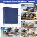 Outdoor Chair Cushions Set of 4 for Outdoor Patio Furniture, Waterproof Patio Seat Cushions with Handle & Ties, 3 Year Color Fastness Square Garden Sofa Couch Pads, 19" x 19" x 3", Navy Blue