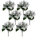 Slive Christmas Artificial Poinsettia Flowers 8Pcs