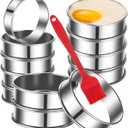 DATANYA 12Packs English Muffin Ring 3.15 Inch Crumpet Rings Stainless Steel Double Rolled Tart Rings, Round Metal Cooking Pastry Ring Molds for Baking