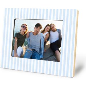 Blue and White Striped Picture Frame 5x7, Wedding Engagement Gifts for Newlyweds Couple Husband Wife, Minimalist Blue Photo Picture Frames for Desk Tabletop Wall Display Decorations
