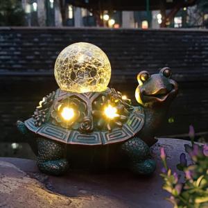 JOYBEE Garden Statues Turtle with Solar Lantern Outdoor Decor-Turtle Solar Figurines Lights Decorations for Patio Yard Lawn Ornaments-Gifts for Birthday Easter Housewarming (Turtle Ball Bronze)