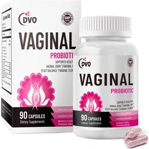 DVO Vaginal Probiotics for Women,pH Balance,60 Billion CFU with Prebiotics & Lactobacillus,Healthy Odor, Yeast Balance & Flora Support for Immune Health 90 Count