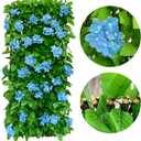 86 York Expandable Fence Privacy Screen Faux Ivy Decorative for Outdoor Garden Wall Patio Balcony, Artificial Hedge Lattice Fencing(Single Sided Leaves) (1, Hydrangea-Blue)