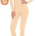 SIMIYA Thermal Underwear Set for Women Long Johns with Fleece Lined Long Sleeves Base Layer Set Top Bottom, M