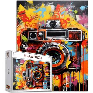 Tucocoo Graffiti Camera Jigsaw Puzzles for Adults 1000 Pieces, Banksy Street Pop Art Jigsaw Puzzle 27 x 20 inch Colorful DIY Puzzles for Home Decoration Gifts, Family Puzzle Perfect for Game Nights