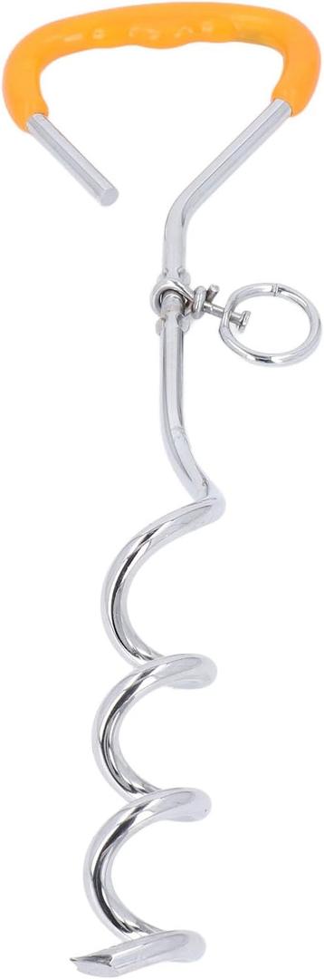 Dog Tie Out Stake, Dog Yard Leash and Stake Dog Leash Tent Ground Anchor Screw Dog Cable Runner and Metal Hooks Dog Stakes for Outside for Yard Beach Outdoor Camping (5mmx5m (5mmx5m /0.2inx16.4ft Double Zinc Alloy Hook+9x40cm)