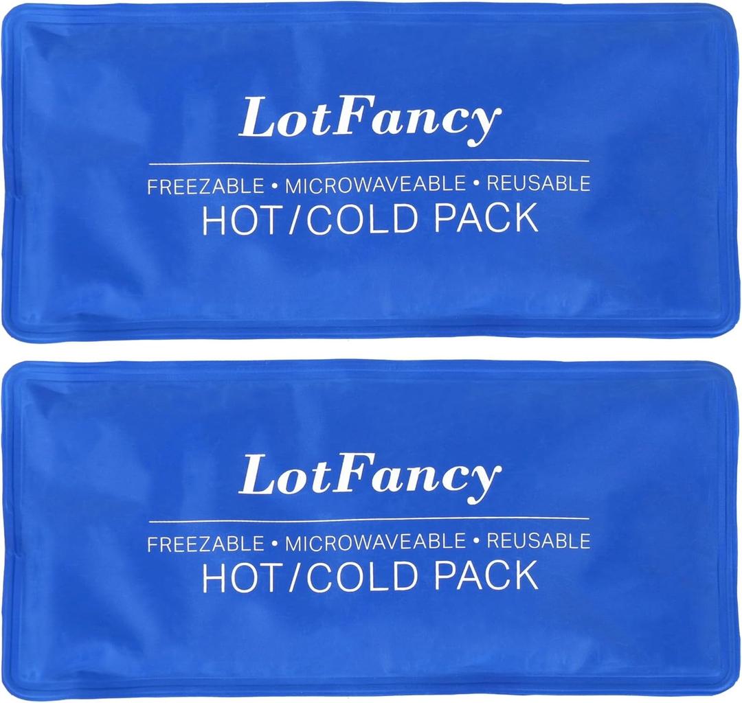 LotFancy Ice Pack for Injuries, Pack of 2, Reusable Hot Cold Pack for Therapy, Cooling or Heating Pad for First Aid, Back Shoulder Neck Head Feet Pain Relief, 11 x 5 Inches