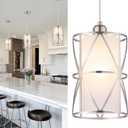 Pendant Lights Kitchen Island with Frosted Glass, Brushed Nickel Hanging Kitchen Lights, Cylindrical Modern Pendant Light, Kitchen Pendant Lighting Over Island, Foyer, Dining Room, Entryway (7''x 10'',1Light (Large))