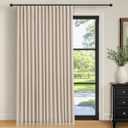 INOVADAY 100% Blackout Curtains for Bedroom, Black Out Curtains 96 Inch Long, Clip Rings Linen Blackout Drapes, Thermal Insulated Room Darkening for Living Room, 1 Panel - Oatmeal,W102xL96