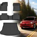 Floor Mats for Toyota Prius 2016 2017 2018 2019 2020 2021 2022(NOT for Prius c or Prius v), Front Rear Mats & Cargo Liner, TPE Non-Slip Waterproof Summer Winter Car Accessories