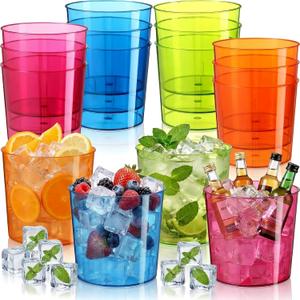 FillTouch 24 Pcs Plastic Ice Bucket 6 Liter Clear Ice Drink Wine Cooler for Wedding Large Champagne Beer Buckets Beverage Tub Soda Chiller for Party Bar Flower Vase Trash Can (Colorful)