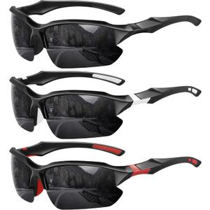 XVXV Polarized Sports Sunglasses for Men - UV Protection Half Frame Sun Glasses for Running Fishing (A02 Black+black White/Black+black Red/Black)