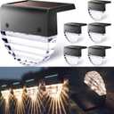 TIJNN Solar Deck Lights Outdoor, Fence Light Waterproof Led Lights for Outdoor Stairs, Step, Yard, Patio Decor Garden Illumination - 6 Pack (Black)