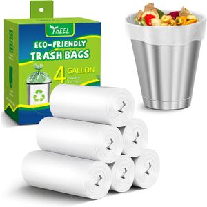 Clear Small Trash Bags 4-Gallon bathroom garbage bags, Trash Bags for Bathroom Bedroom Office - Unscented 15 Liters waste basket liners (150 Counts)