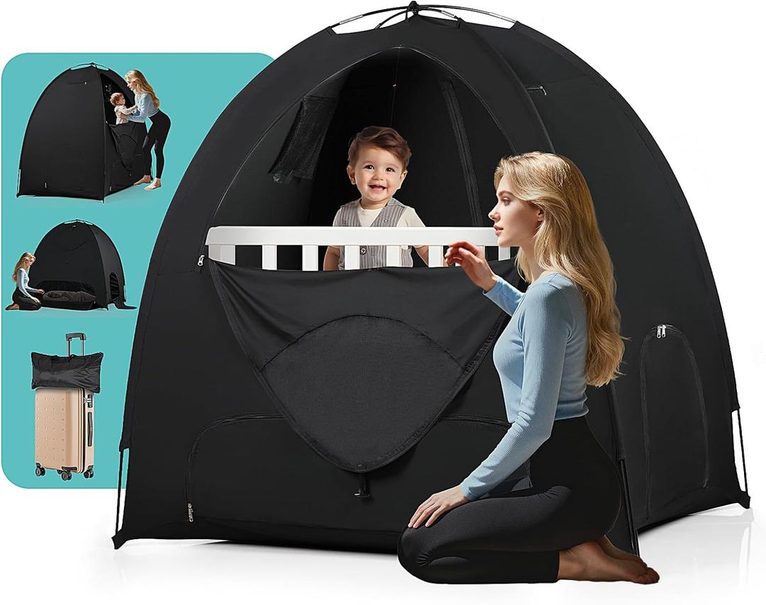 Blackout Tent for Pack and Play - Sleep Pod with Light-Blocking - Portable Pack N Play Blackout Cover for Travel Crib/Mini Crib/Palyards