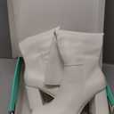 Ankis Knee High Boots for Women Squared Toe Chunky High Heel with Side Zipper Long Boots (9, White Pu)