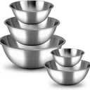 WHYSKO Meal Prep Stainless Steel Mixing Bowl (5-Piece Set) Home, Refrigerator, and Kitchen Food Storage Organizers | Ecofriendly, Heavy Duty, No Lids (Silver)