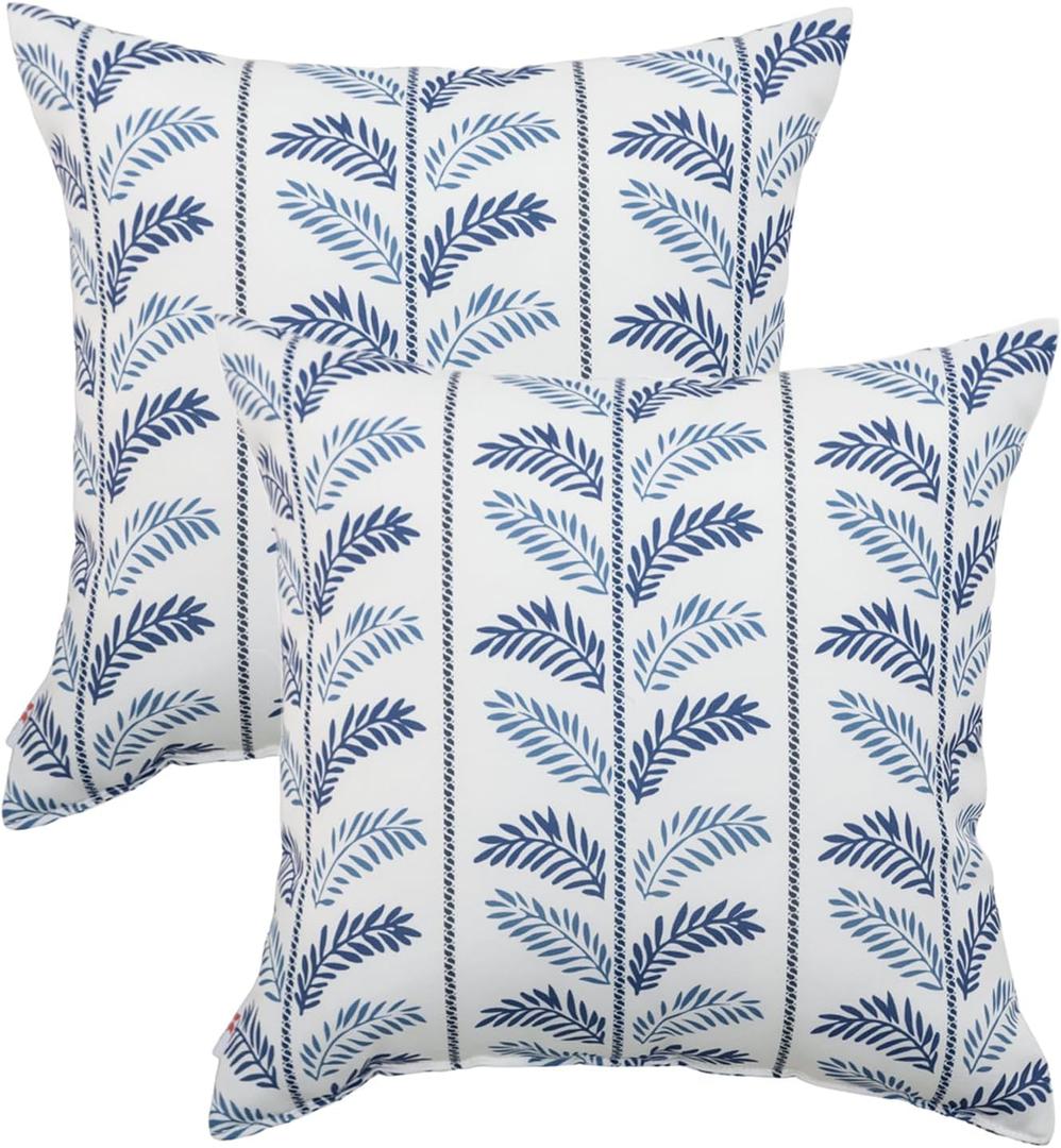 Outdoor Pillows, Pack of 2 Waterproof Decorative Throw Pillows with Inserts, 18x18 Square Pillows for Bed, Couch, Sofa and Patio Furniture