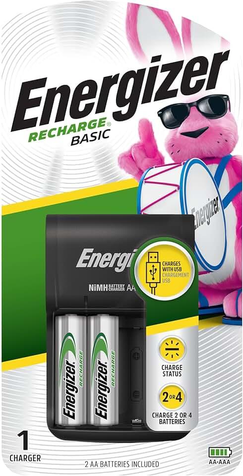 Energizer Recharge Basic Battery Charger, Rechargeable AAA and Rechargeable AA Batteries Charger