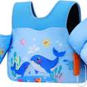 MoKo Toddler Swim Vest for Kids 13-30/20-50/22-66lbs, Swim Arm Floaties Cartoon Swimming Water Wings Pool Float Vests Sleeves Shoulder Straps Arm Band for Children Learn to Swim (Blue Squirting Whale)