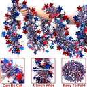 TURNMEON 66 FT Long 4th of July Decorations 4th of July Garland Red White and Blue Garland Patriotic Tinsel Garlands for Red White and Blue Decorations Independence Day Fourth of July Decor
