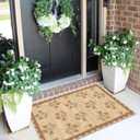 Front Door Mat Outside Entrance - 2x3 Floral Non-Slip Washable Doormat Indoor Outdoor Mat Jute-Look Farmhouse Tan Scalloped Entry Rug Small Throw Rugs for Entryway Kitchen Front Porch Decor