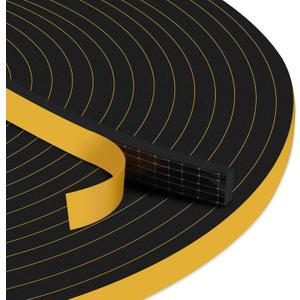 33Ft Door Weather Stripping, (1/2in x 1/4in), Strong Adhesive, Sound Proof, Door Insulation, Weatherproof Foam Tape for Doors, Weatherstripping for Doors Frames, Windows