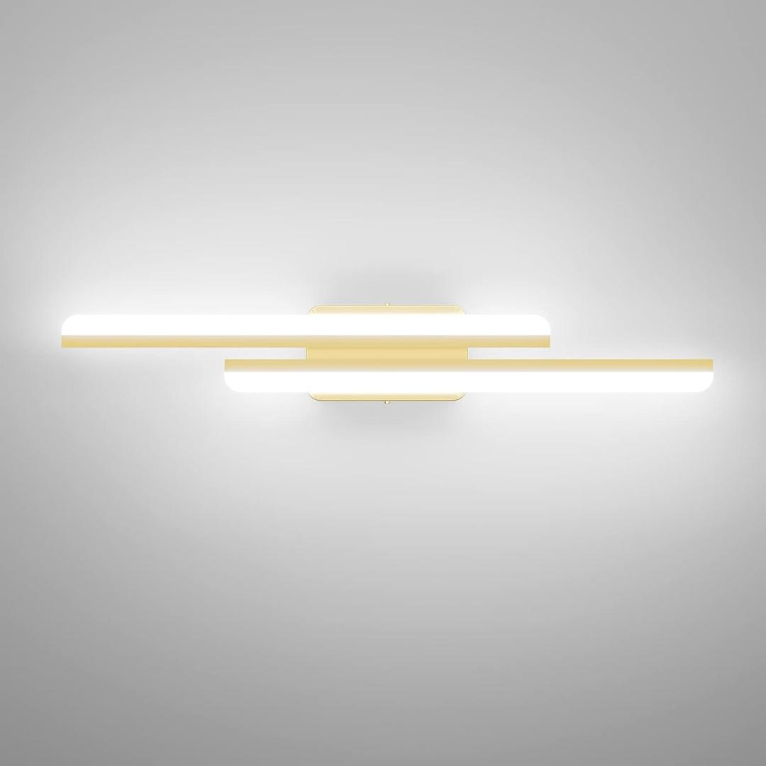Ralbay 32" LED Gold Vanity Lights for Bathroom 36W Frosted Aluminum Modern Gold Bathroom Vanity Light Fixtures Over Mirror Modern Gold Bath Lighting 6000K White Light
