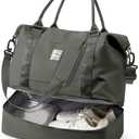 Spirit Travel Duffel - 18x14x8 Inches Weekender Overnight Bag with Shoes Compartment, Trolley Sleeve, Carry On for Airplanes, Sport Tote Gym Bag - Green (Large)