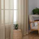 OWENIE Taupe Sheer Curtains 84 inches Long for Bedroom Living Room 2 Panels Set, Rod Pocket Solid Taupe Curtain, Soft Touch Elegant Voile Curtains & Drapes for Nursery, 42"x84", 2 Pcs